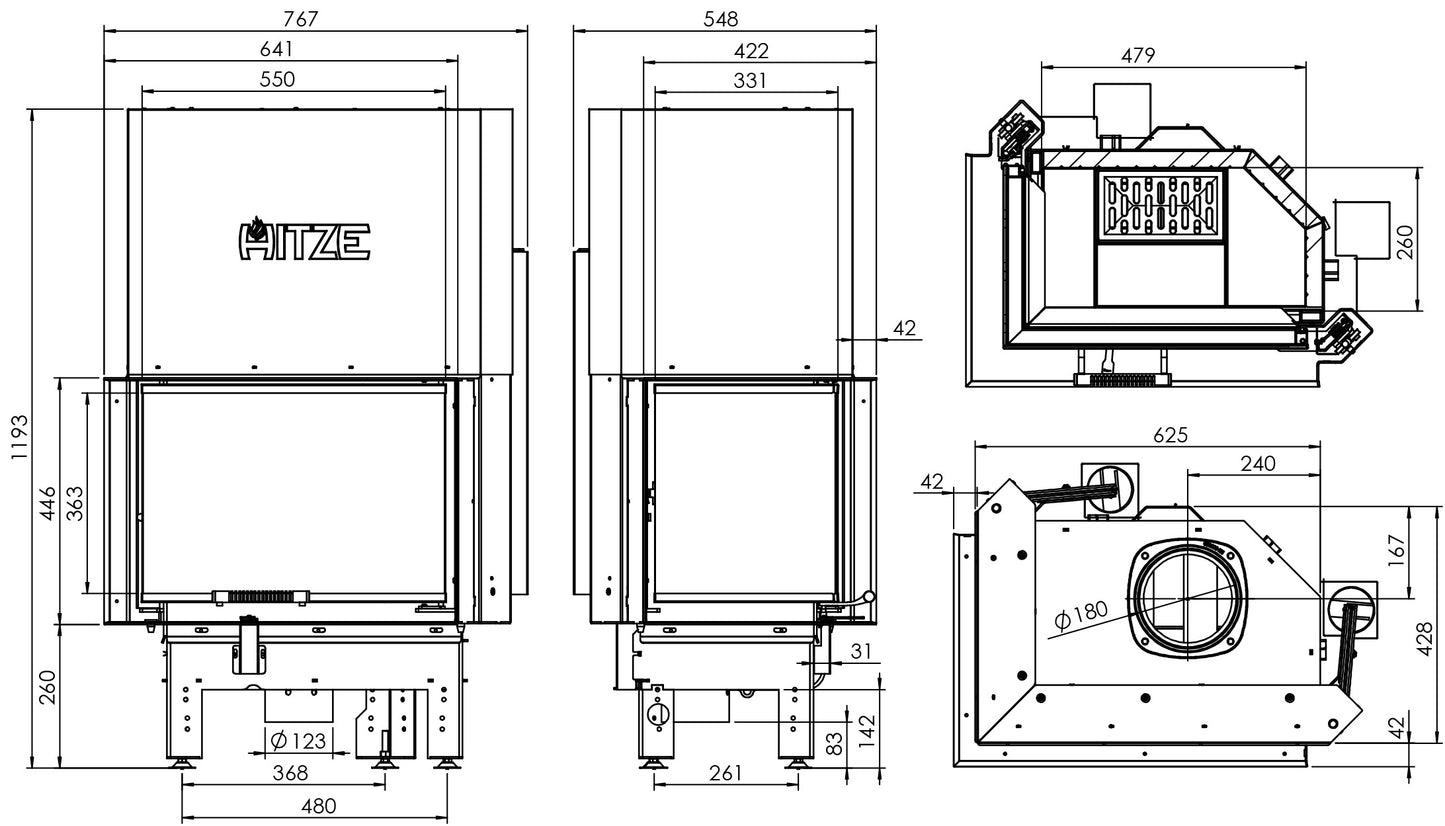 Hitze - Albero 9kW Corner R/L